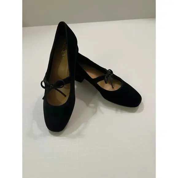 J. Crew Velvet Bow Tie–Heeled Mary Janes - Picture 2 of 8